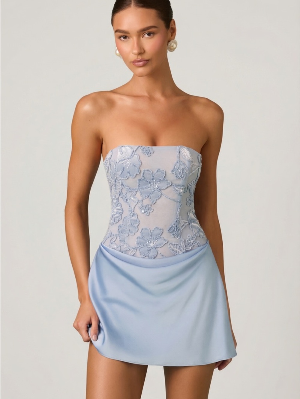 Oh Polly Strapless Mini Dress - Sky Blue (Prom/Graduation/Birthday/Party Dress)